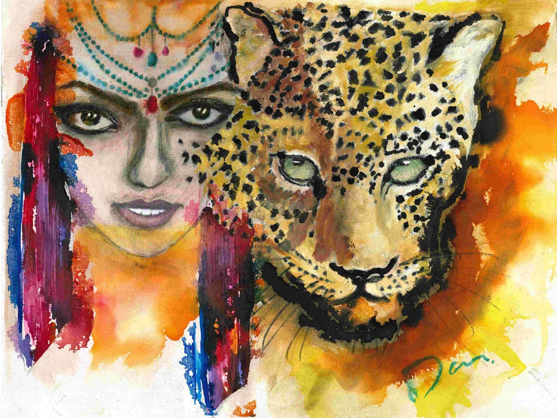 Tiger Lady, an original painting by Damon of Mana Mandala Studio