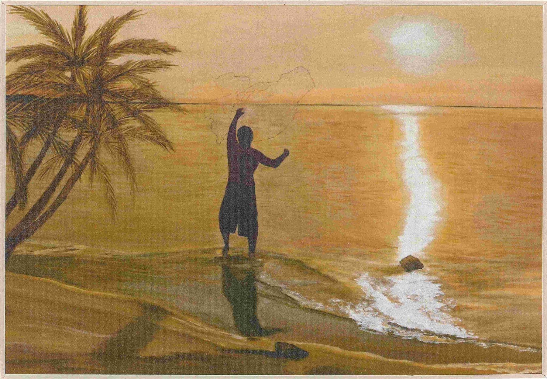 Net Fisherman, an original painting by Damon of Mana Mandala Studio